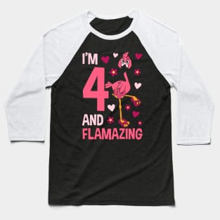 I'm 4 and Flamazing Flamingo Baseball T-Shirt